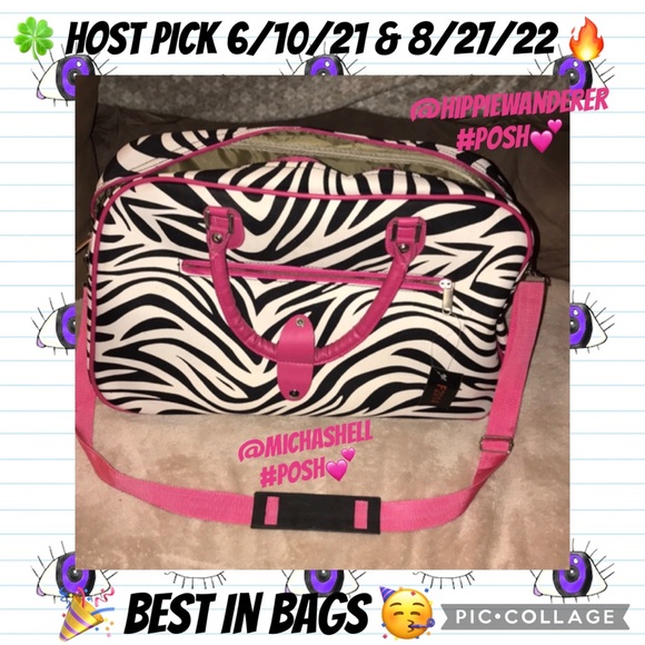 Handbags - Pink with Zebra striped luggage NEW